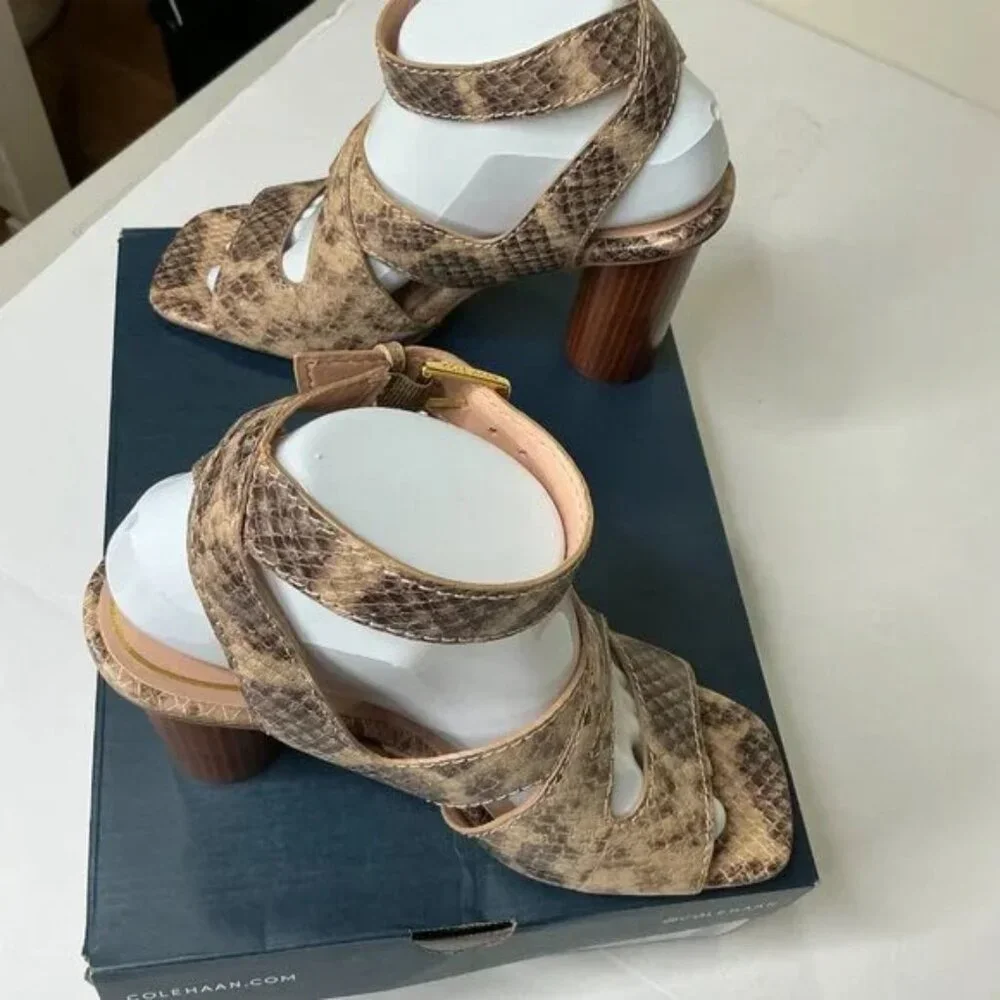 Cole Haan Reina City Sandal - Sahara Snake Leather, Size 8B, 3 1/2 Heel - Picture 6 of 10